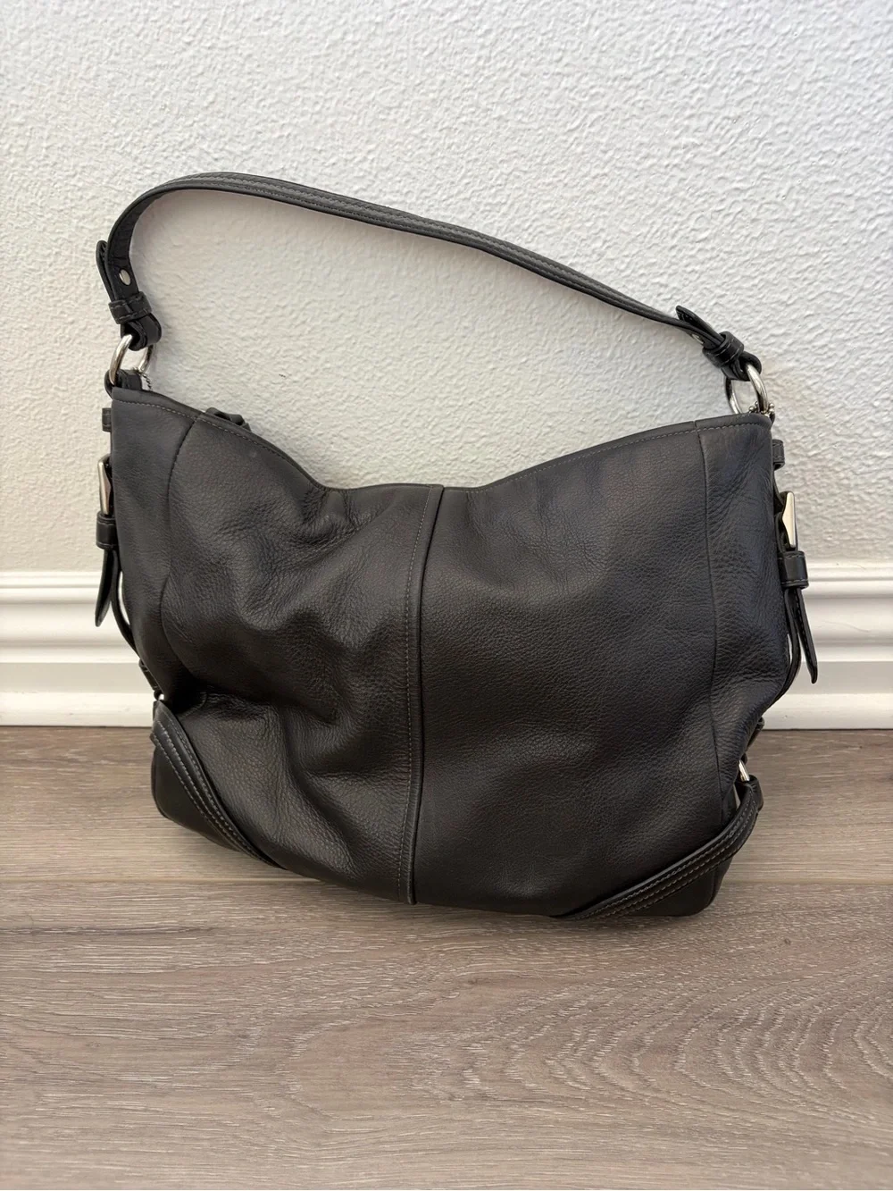 Coach Black Pebble Leather Shoulder Bag